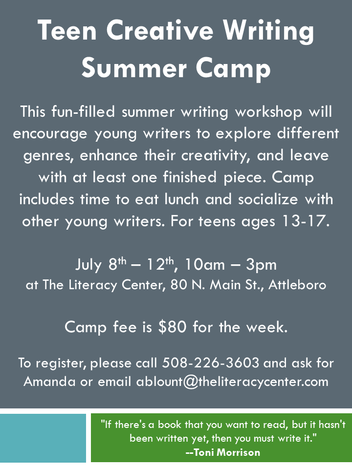 D LIT CENTER Summer Writing Camp for Teens flyer